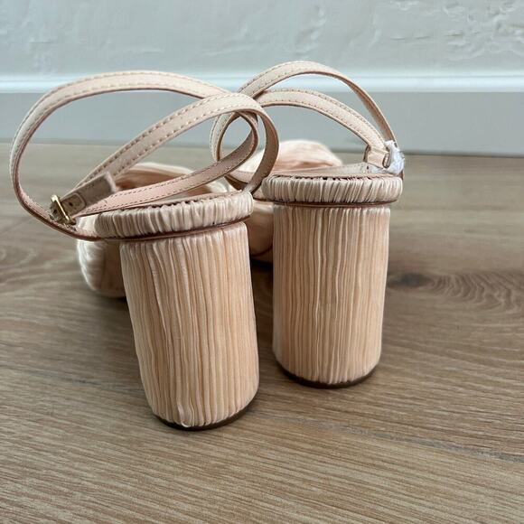 NEW $395 Loeffler Randall Reed Cream Sparkle Pleated Twist Heel - Picture 9 of 13